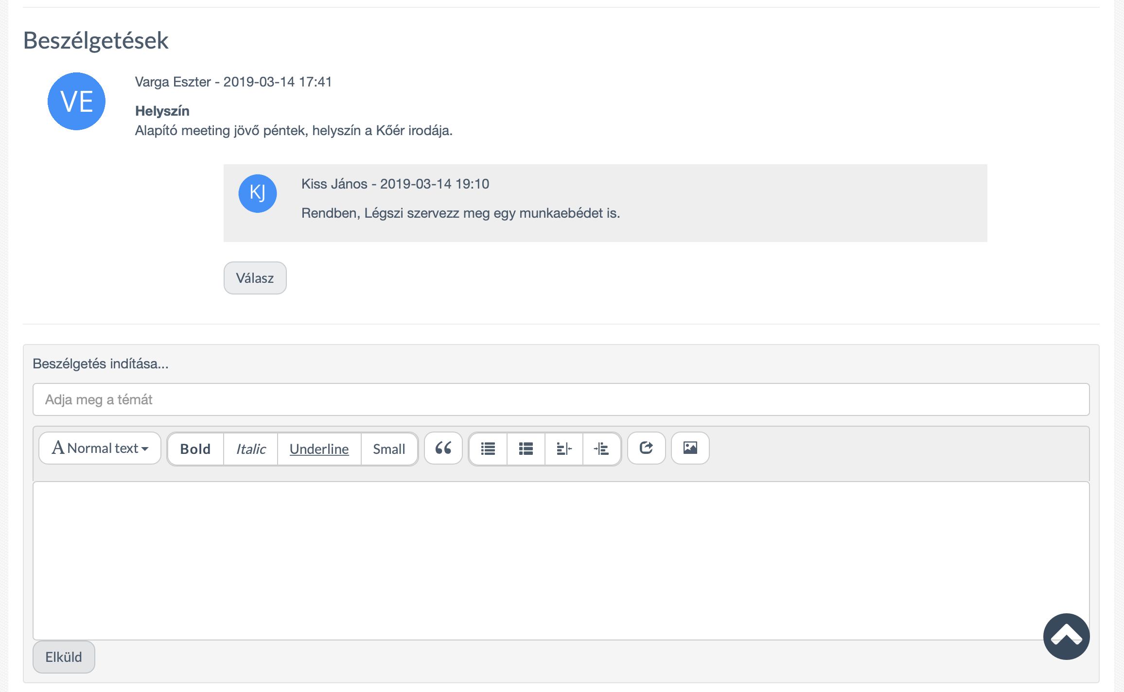 Todo Hunter online feladatkezelő szoftver - Beszélgetések, kommentszekció